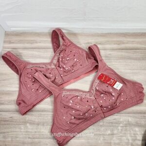 Tingdemei Bra Size 46/105 (40") Snap Front Mauve Floral Design Breathable‎ Back